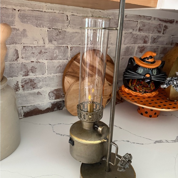 Handmade Artisan Architectural Metal Battery Operated Table Lamp - Picture 7 of 15